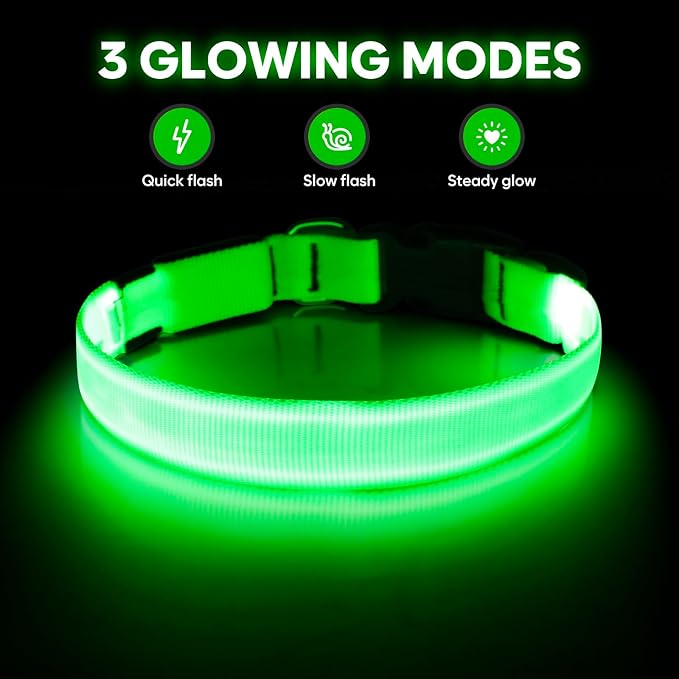 Illumifun LED Dog Collar, Light Up Dog Collar Rechargeable Glow in Dark Pet Collar Safety Dog