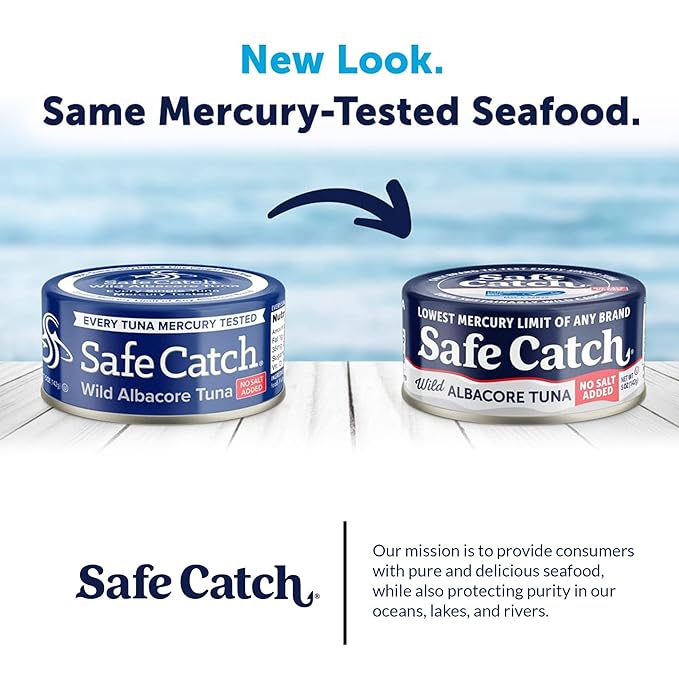 Safe Catch Canned Lowest Mercury Limit Albacore Tuna Fish No Salt Added, Wild Caught, Gluten-Free