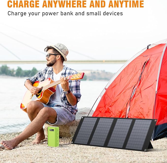 40 Watt Portable Solar Panel for 100W~200W Portable Power Station, Foldable Solar Charger with