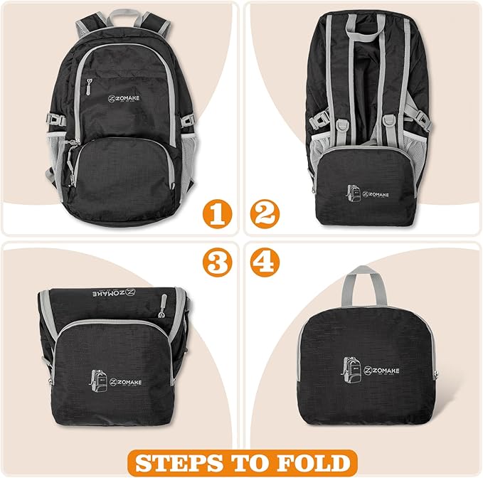 ZOMAKE Lightweight Packable Backpack 30L, Foldable Hiking Backpacks Water Resistant Compact Folding