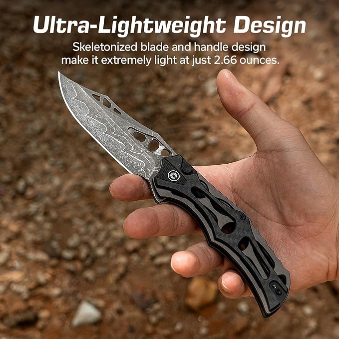 CIVIVI Pocket Knife for Men, Biophase Flipper Tactical Folding Knife, 3.48" Damascus Blade Aluminum