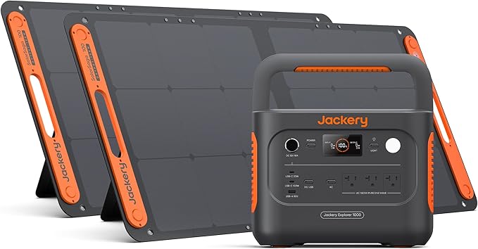 Jackery Solar Generator 1000 v2 with 2x100W Solar Panel,1070Wh Portable Power Station LiFePO4