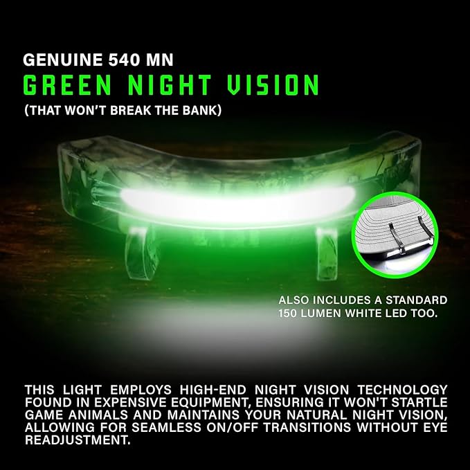 Night Vision Cap Light ?“Compact, Clip-On Hat Flashlight Powered by AAA | Dual LED Modes for