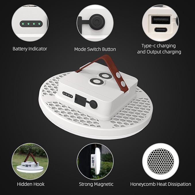 Camping Lantern 18800mAh Rechargeable Battery, 60W Ultra Bright LED Hanging Light with 3 Modes