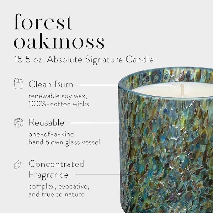 LAFCO New York Signature Candle, Forest Oakmoss - 15.5 oz - 90-Hour Burn Time - Reusable, Hand