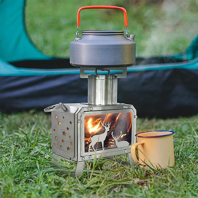Portable Outdoor Camping Stove for Backpacking BBQ Hiking Picnic Cooking Stainless Steel Fire