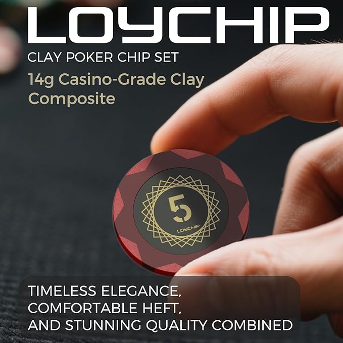 Clay Poker Set with Numbered Chips 300-pcs for Card Board Game, 14g Weight with Playing Cards for