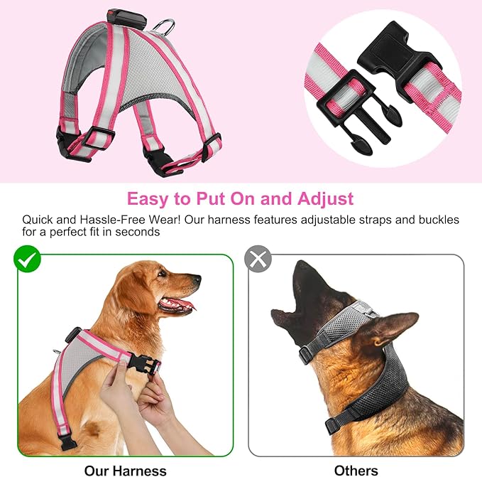 Visinite LED Dog Harness, USB Rechargeable Light Up Dog Vest, 2 Illuminate Modes Glow in The Dark