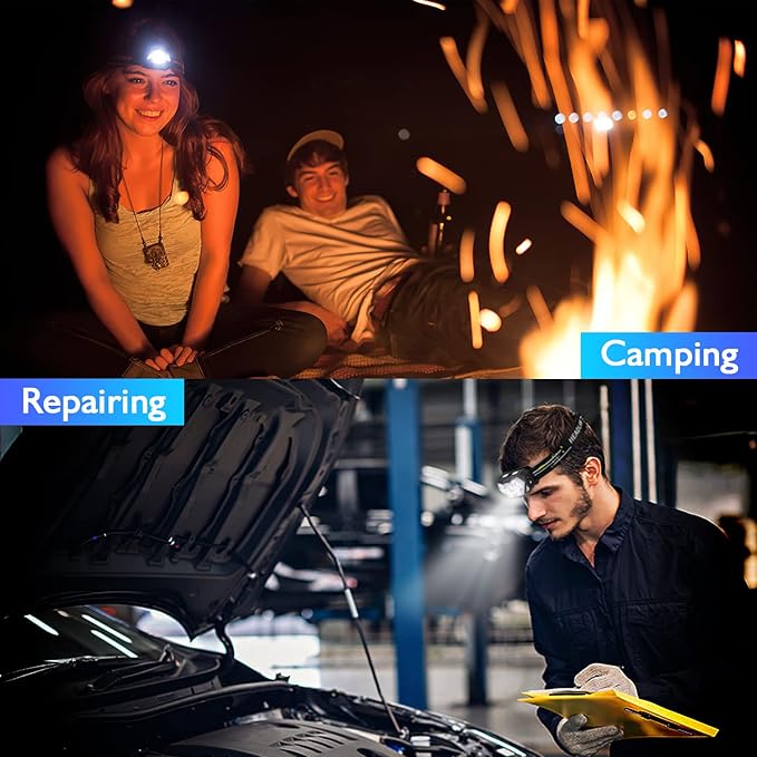 Lsnisni 9 LED Rechargeable Headlamp 2 Pack, 2000 Lumen Super Bright 10 Modes Motion Sensor Head