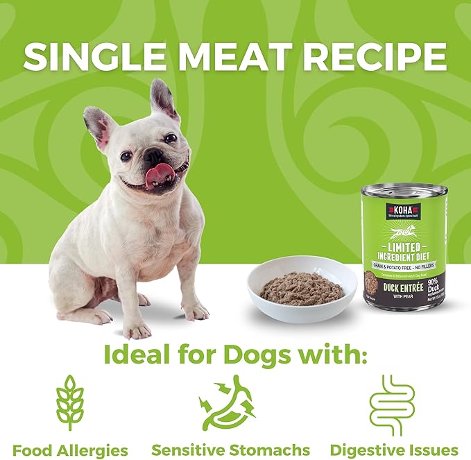 KOHA Limited Ingredient Diet Duck Entrée for Dogs - Sensitive Stomach Canned Dog Food - High