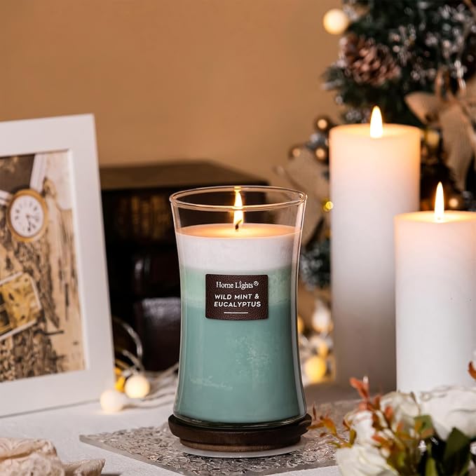 HomeLights 3-Layer Candles for Home Scented, 21.52 OZ Natural Soy Wax Scented Candles Burns Up to