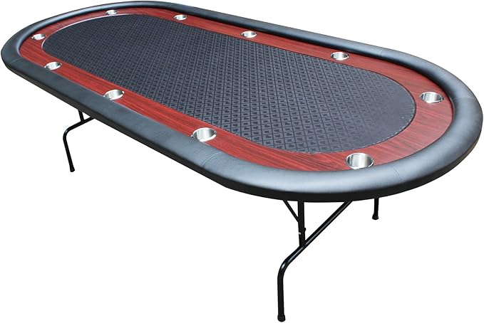 Poker Table 96 inches Light Series for 10 Player Games with Cup Holders Wooden Racetrack Felt