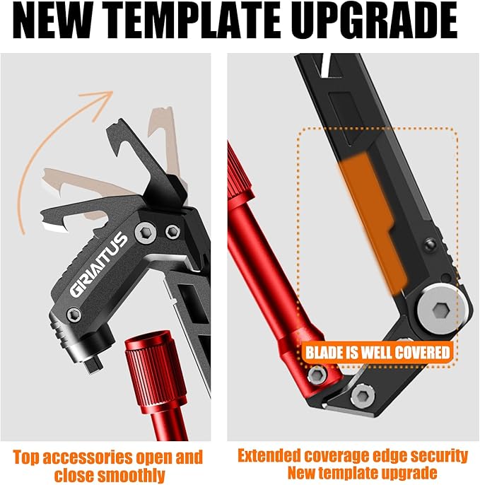 Carabiner Multitool with Pocket Knives, EDC Carabiners, Serrated Knife, Rope Cutter, Screwdriver