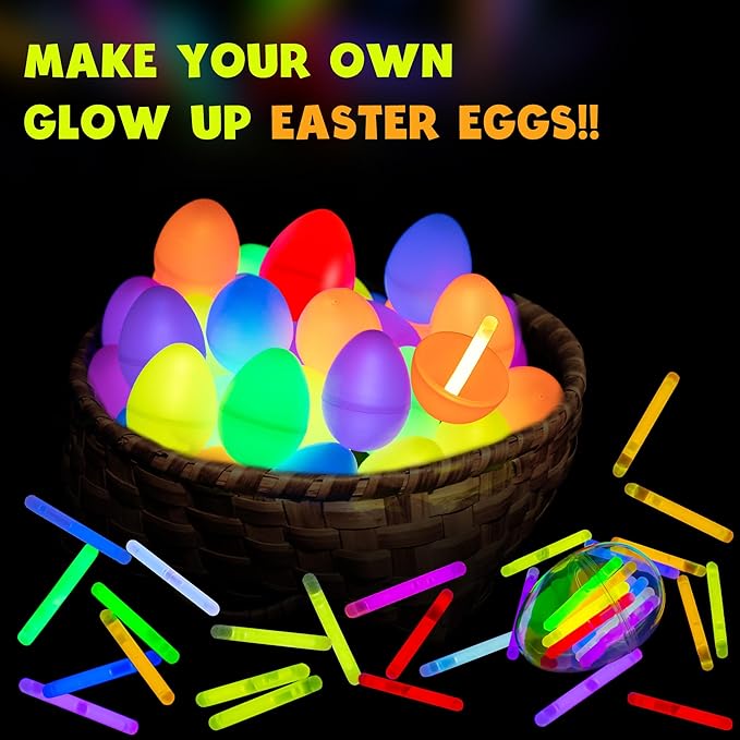 POPGIFTU 200 Mini Glow Sticks Bulk Pack, 8 Bright Colors 1.96" Glow in the Dark Sticks for Easter