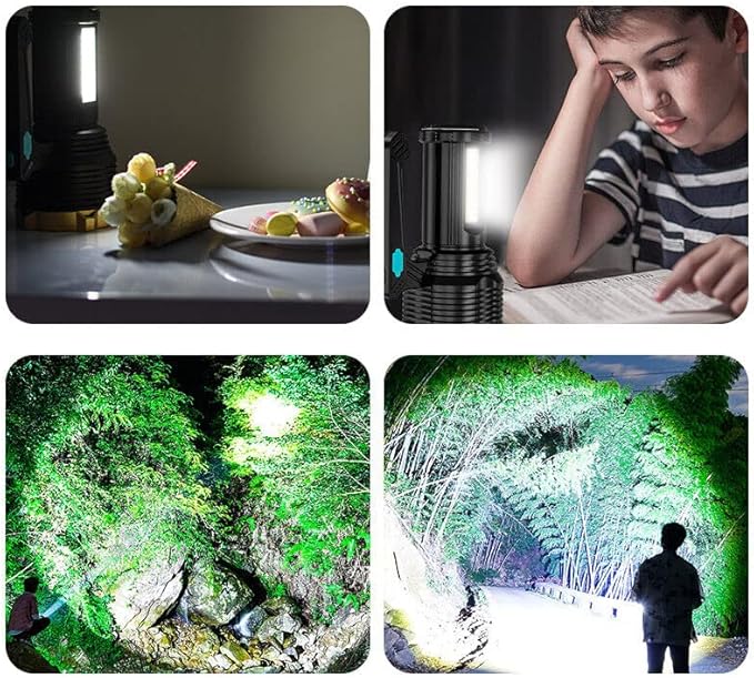 LED Flashlight USB Rechargeable, Super Brightest Flashlight with Sidelight and Hooks, 8 Modes
