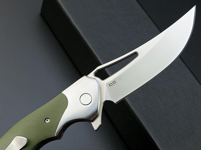 Eafengrow EF7 Folding Knife K110 Steel Blade G10&Stainless Steel Handle EDC Tool Knives for Outdoor