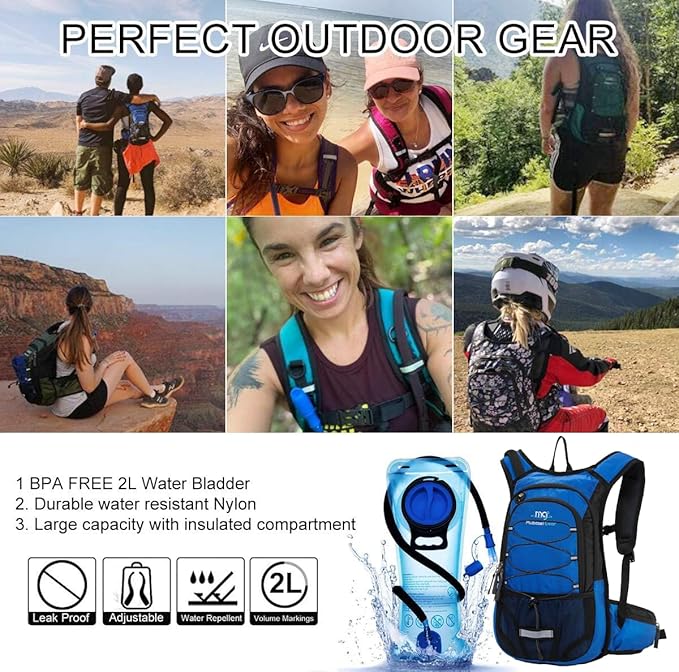 15L Insulated Hydration Backpack Pack with 2L Water Bladder Lightweight Hiking Backpack Bag for