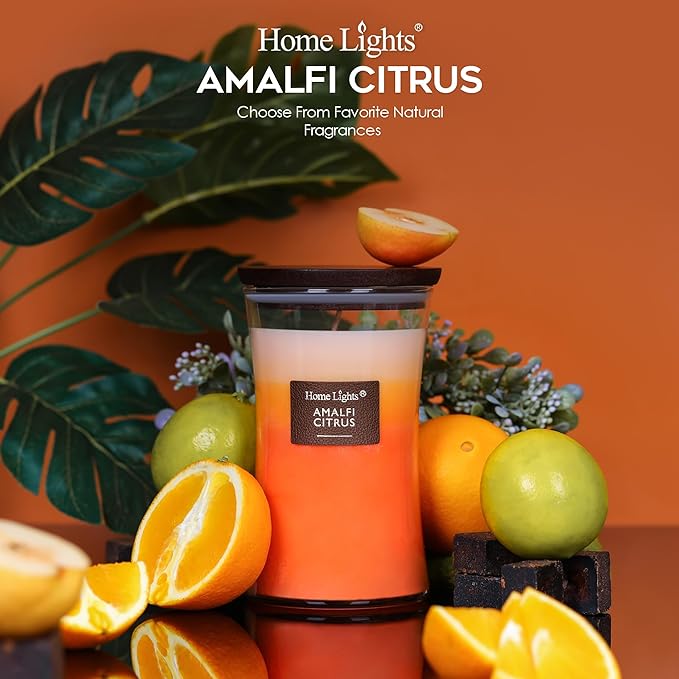 HomeLights 3-Layer Candles for Home Scented, 21.52 OZ Natural Soy Wax Scented Candles Burns Up to