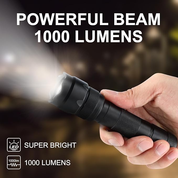 ULTRAFIRE WF-502B LED Tactical Flashlight, 5 Modes 1000 High Lumens Flashlight Torch with Duty Belt