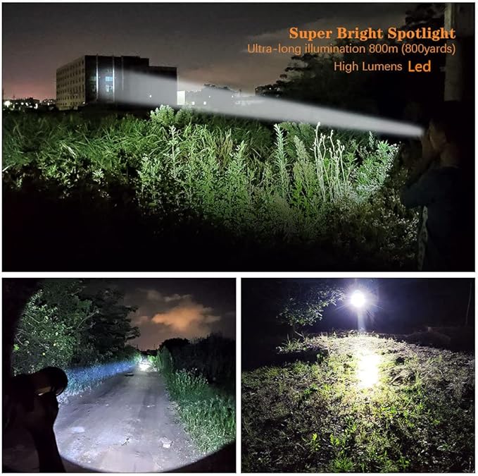 Super Bright Handheld LED Flashlight High Lumens Rechargeable,Powerful Spotlight Long Range