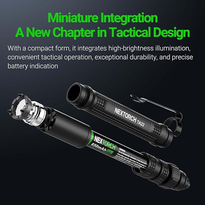 NEXTORCH TA22 Tactical EDC Flashlight Penlight Rechargeable Pen Flashlight, 850 Lumens, Waterproof