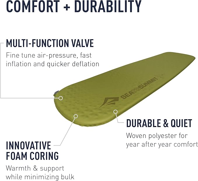 Sea to Summit Camp Self-Inflating Foam Sleeping Mat for Camping and Backpacking, Tapered - Regular
