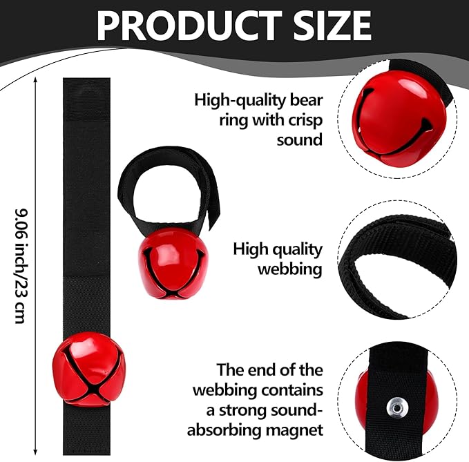 4 Sets Bear Bells with Whistle for Hiker, Loud Bear Bell with Emergency Whistle, Bear Bells for