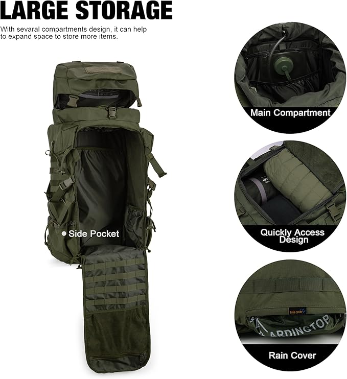 Mardingtop 70L Internal Frame Backpack for Hunting,Camping,Hiking Backpacking Backpack with Rain