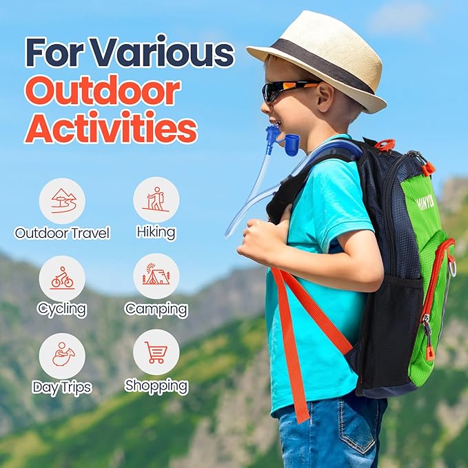 2 Pcs Kids Hydration Backpack with 1.5l Water Bladder Lightweight Kids Hiking Backpack Water