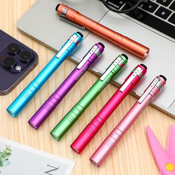 30 Pack Mini Pen Flashlights Bulk LED Pen Lights Aluminum Pocket Flashlights with Clips Small