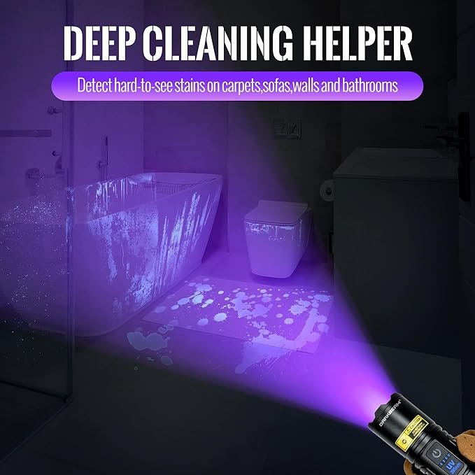 DARKBEAM UV Flashlight Blacklight 395nm Black Light, High Lumens LED Flashlights USB Rechargeable