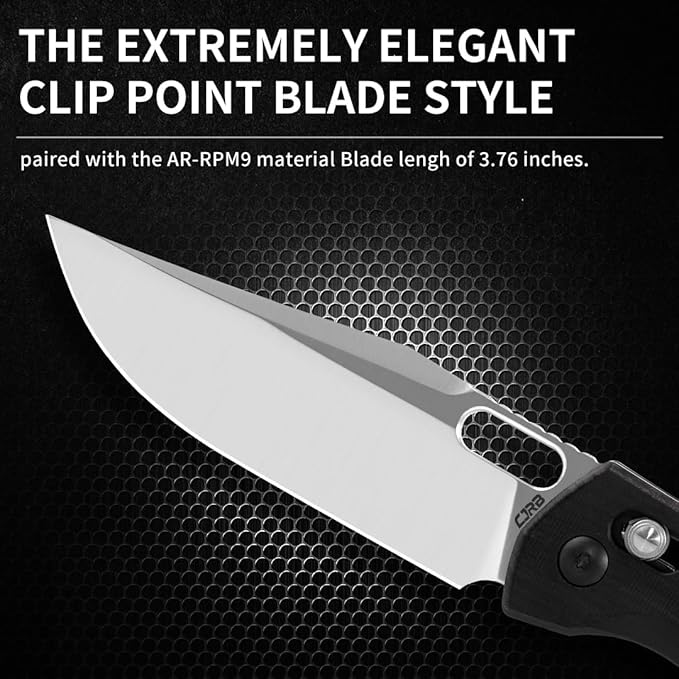 CJRB Prado Folding Pocket Knife 3.76" AR-RPM9 Sand Polish Steel Blade Ebony Handle Crossbar Lock