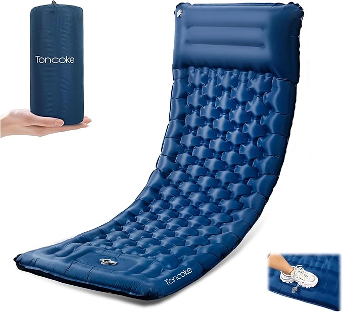 Sleeping Pad for Camping, Ultralight 4.7" Extra-Thick Inflatable Camping mat with Pillow Built-in