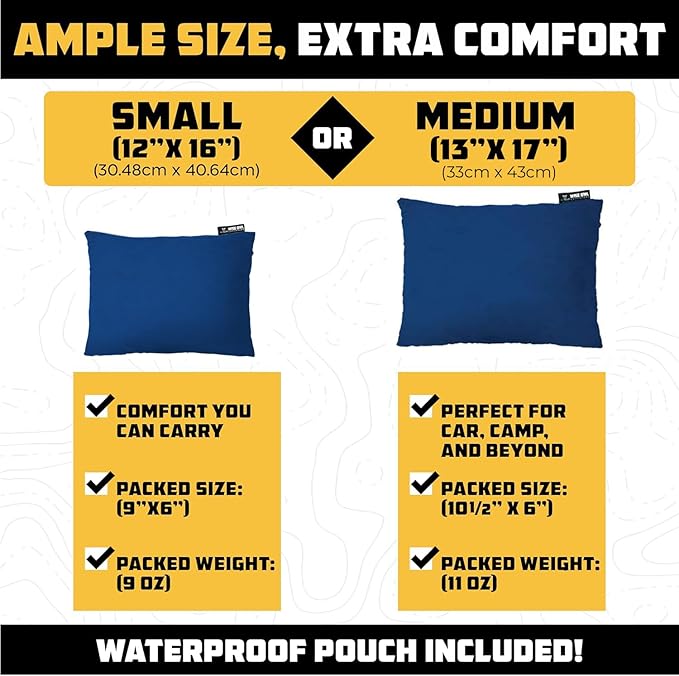 Wise Owl Outfitters Camping Pillow – Memory Foam Travel Pillow for Airplane Sleeping, Hiking