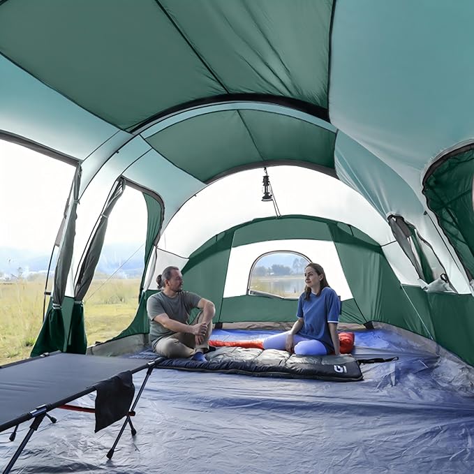 CAMPROS CP Tent 12-Person-Camping-Tents,3 Room Family Tents,Waterproof Windproof Family Tent with