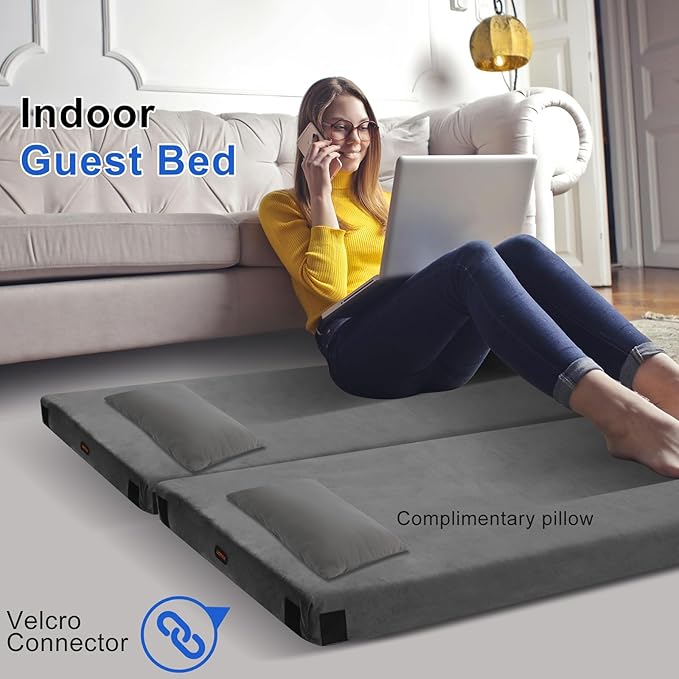 Memory Foam Camping Mattress pad, Comfortable Thick Floor Sleeping Mat for Adults with Waterproof
