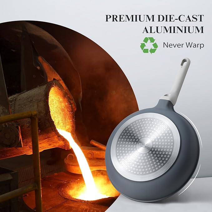 PRICUSIS Nonstick Ceramic Frying Pan with Lid, Non Toxic Skillet, Healthy Egg & Omelet & Chef's