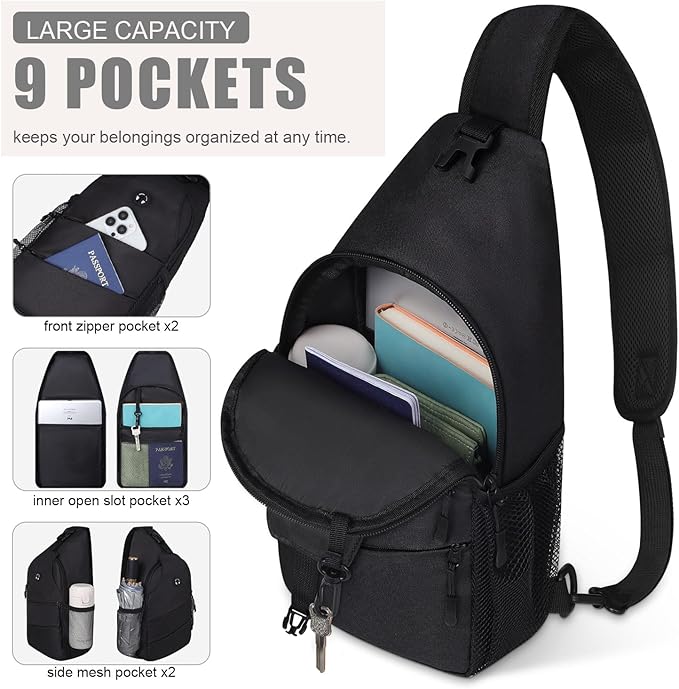 Crossbody Bags for Women Men Trendy Sling Bag Bakpack Casual Chest Bag with Convertible Shoulder