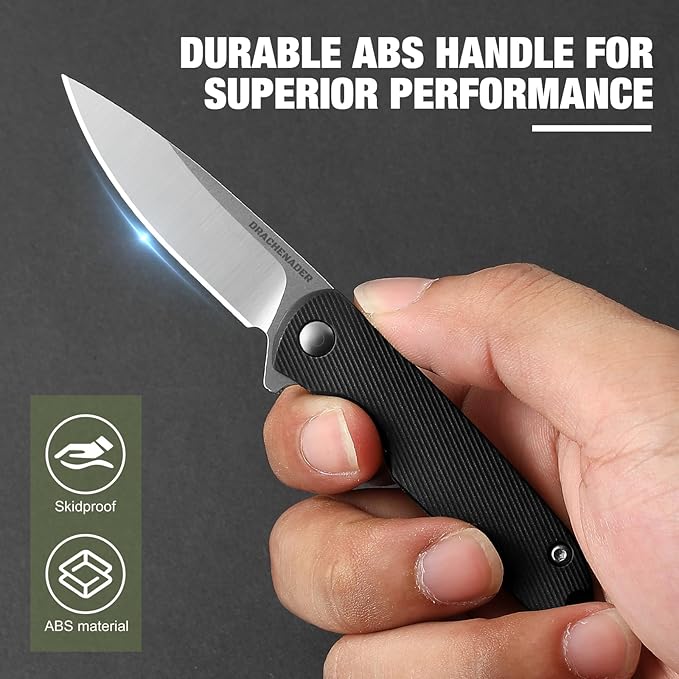 Small Pocket Knives Keychain for Men 2 Inch Blade Mini Folding Knife (D- C-Silver Blade + Black)