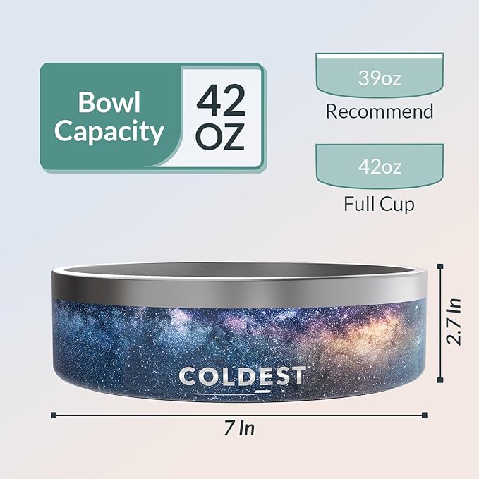Coldest Dog Bowl - Anti Rust Metal, Non Slip, 3 Layers Insulated Stainless Steel Dog Bowls - Spill