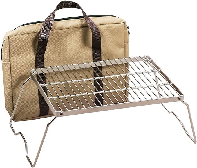 REDCAMP 13.6" Small Folding Campfire Grill, 304 Stainless Steel Firepit Grill Grate, Heavy Duty
