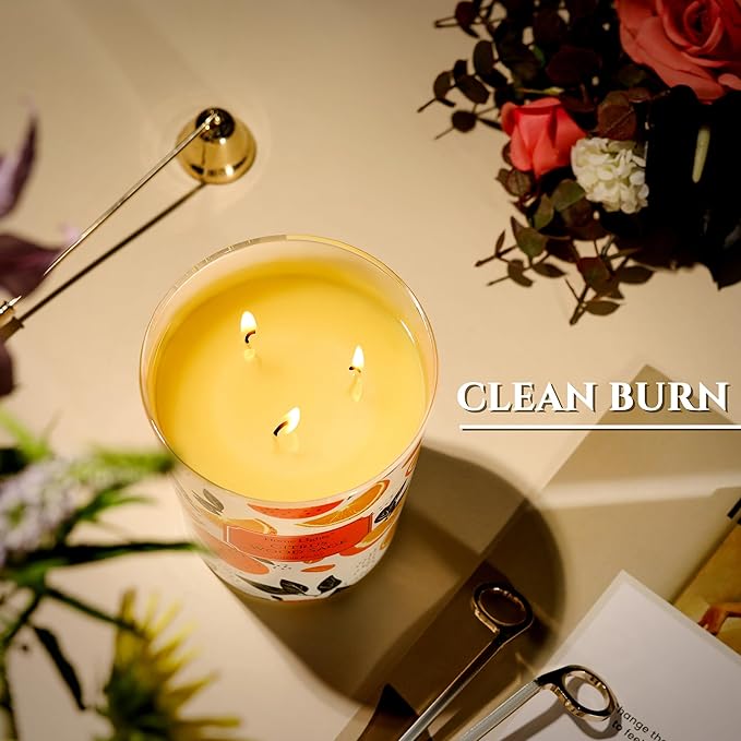 HomeLights Citrus Wood Sage Scented Candles | 34oz Soy Candles Eclectic Mixed Styles 3-Wick Large