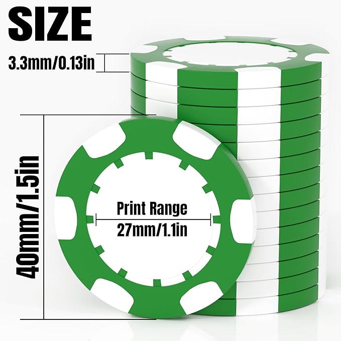25 Custom Clay Poker Chips, 40mm Heavy 11.5g Casino Sized Personalized Poker Chips with Your Logo