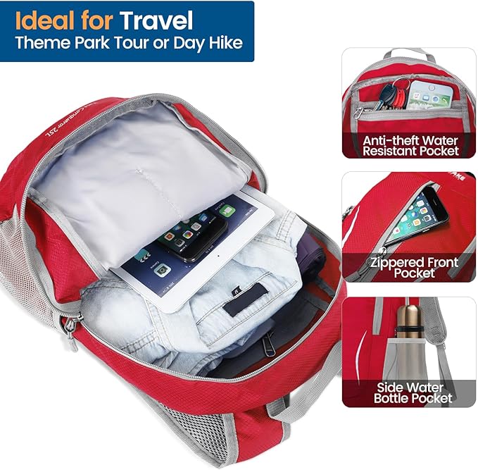 ZOMAKE Ultra Lightweight Packable Backpack 25L, Foldable Hiking Backpacks Water Resistant Small