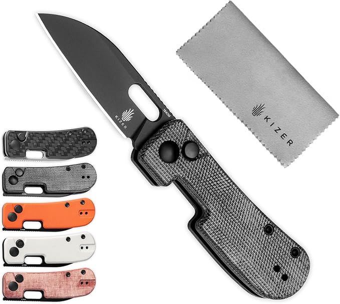 Kizer Banish Folding Pocket Knife, 2.3"" 154CM Steel Blade Small EDC Knife, Micarta Handle Mini