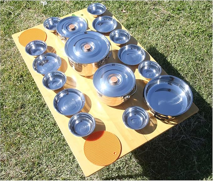 CAMPINGMOON Camping Cookware Set Stainless Steel Outdoor Nesting Cooking Mess Kit Pots Pans Bowls