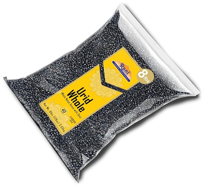Rani Urid/Urad Whole Black (Matpe Beans with Skin) Indian Lentils 128oz (8lbs) 3.63kg Bulk ~ All
