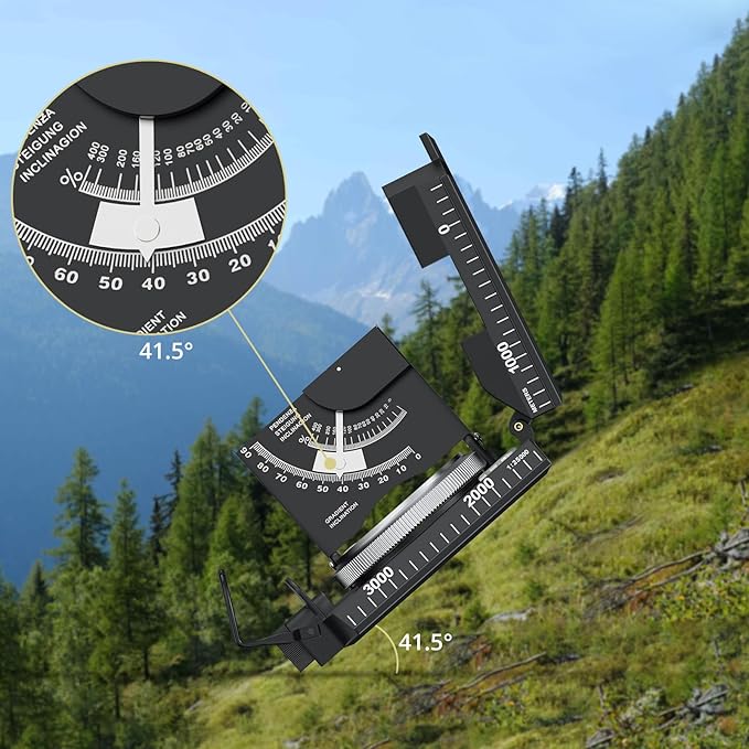 Compass Hiking Survival, IP65 Waterproof Metal Compass with Sighting Clinometer and Carry Bag