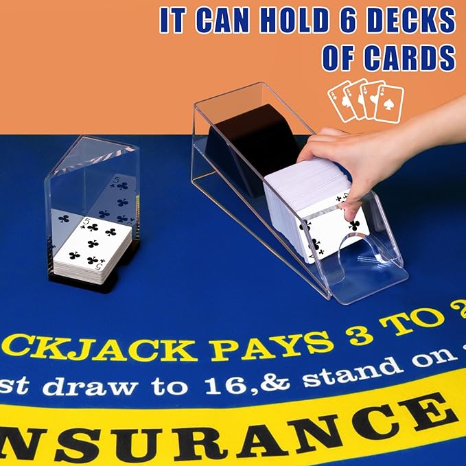 Aoriher Blackjack Game Combo Set, Include Blackjack Layout Felt,Shoe 6 Deck Automatic Card Shuffler