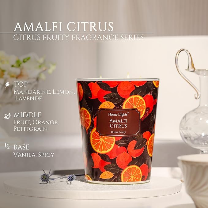HomeLights 3-Wick Candles for Home Scented - 34oz Soy Wax Blend Candle Long-Lasting Fragrance